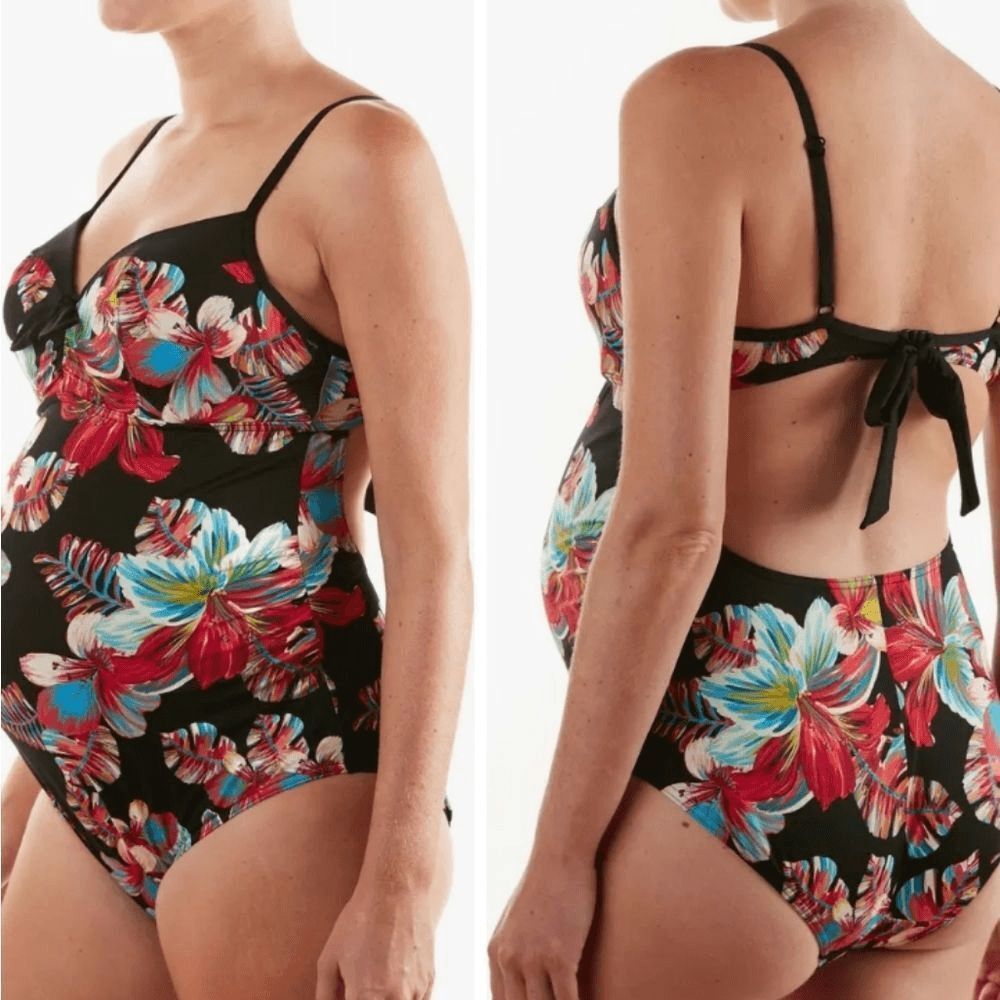 Cache Coeur Vahine 1 piece open back maternity swimsuit size 40 C/D NWT